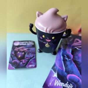 3/$20💗Wendy's Black Cat Cup Toy with Pink Top